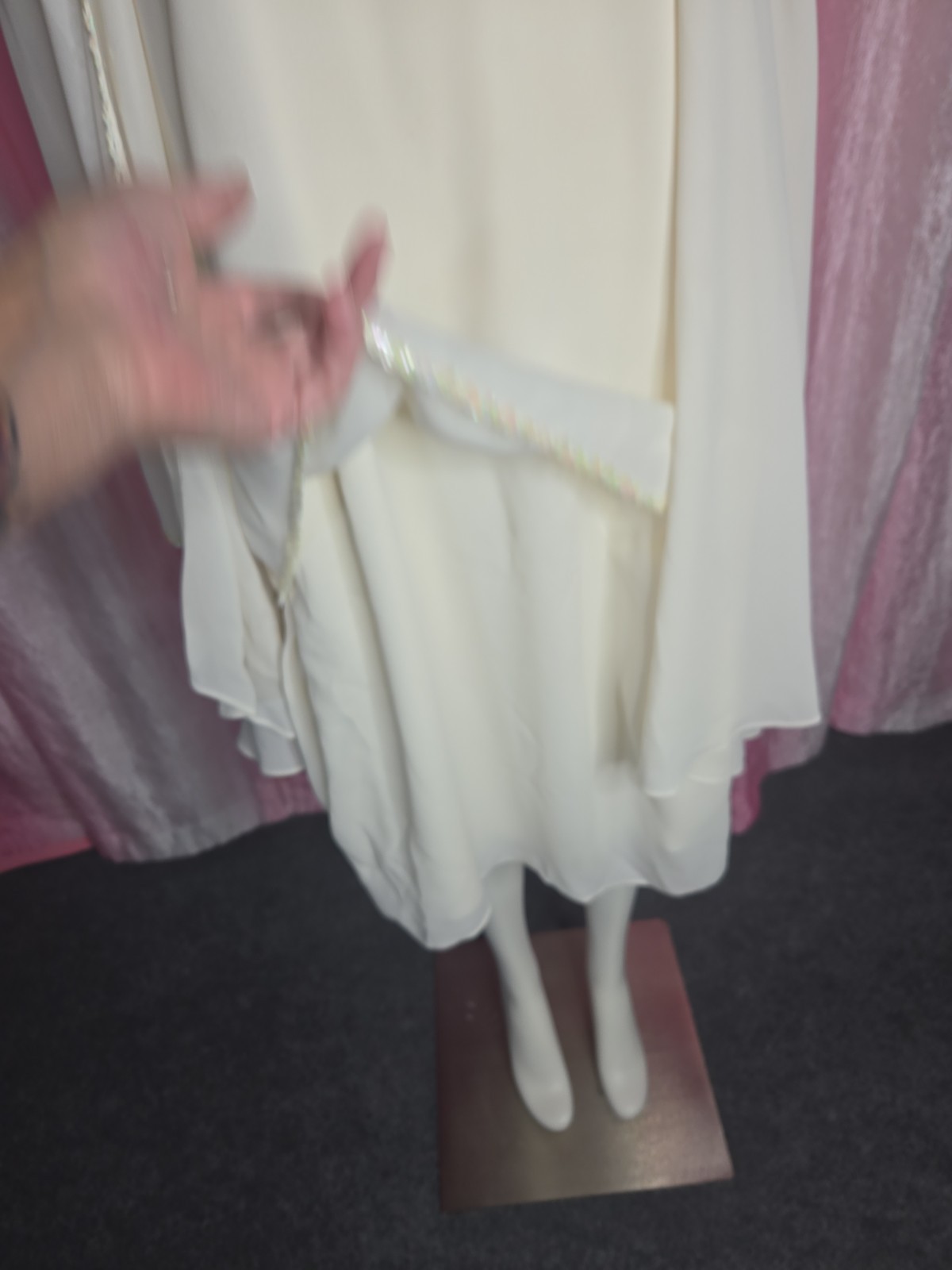 Patra Exquisite Ivory Beaded Sequin Flowy Evening Dress Size 14
