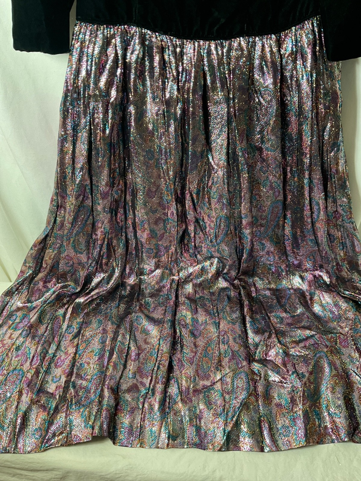 VTG Custom Made Velvet Tinsel Metallic Long Dress Lined
