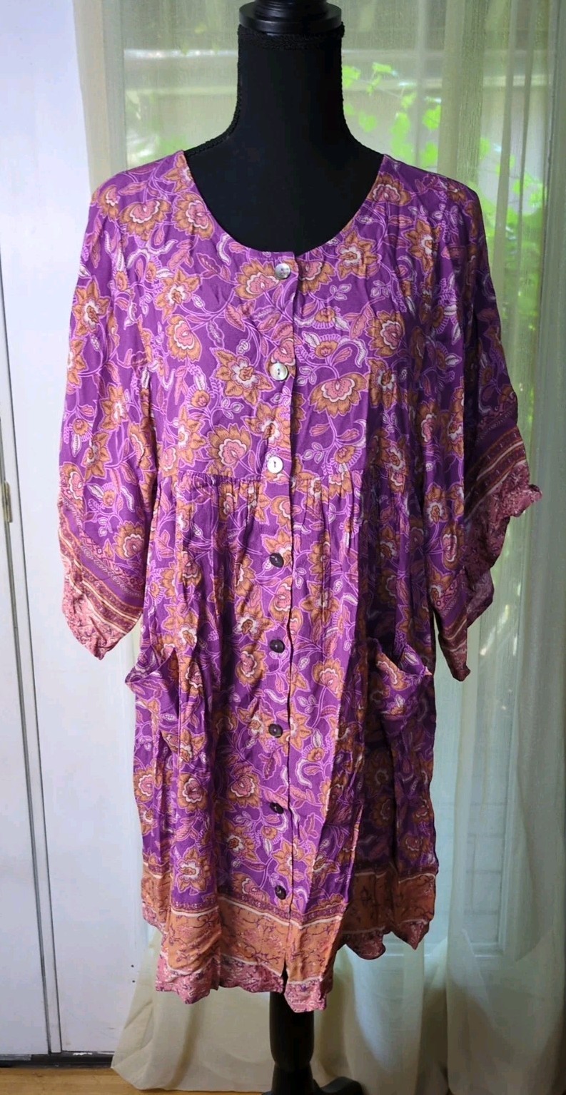 Olivaceous Women’s M, Dress Mother O Pearl Button Up, Front Pockets, Floral, New