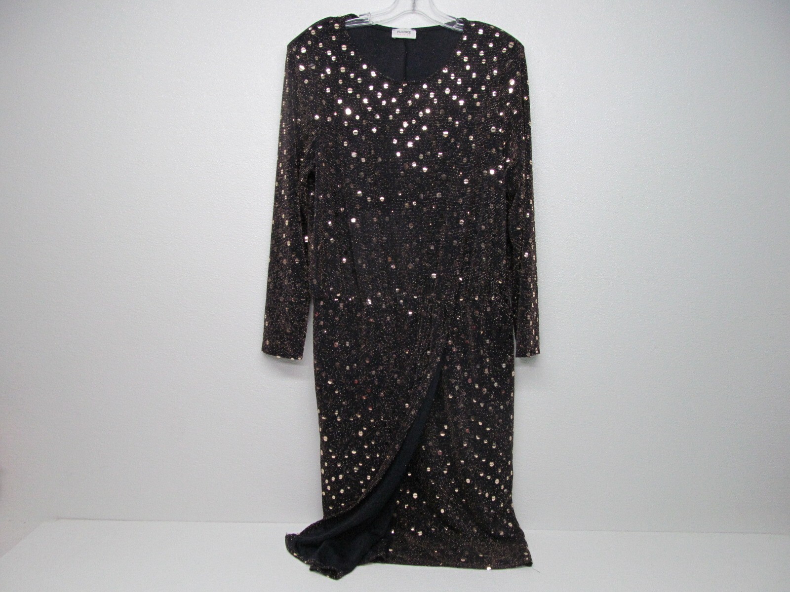 Flounce London Black/Gold Sequin Glitter Evening Dress Women’s Size XL