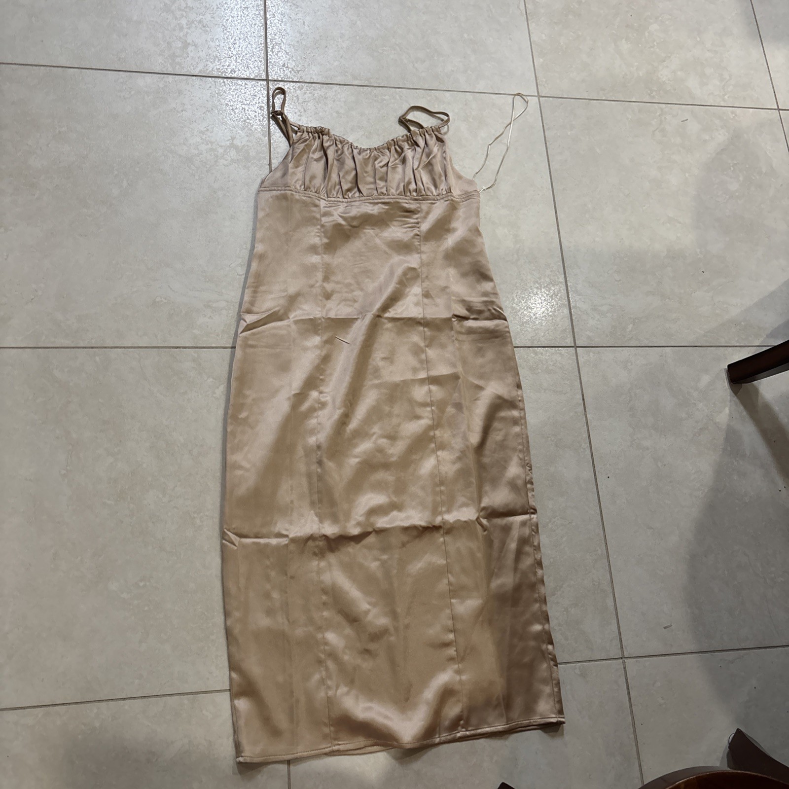 Silky Gold Slip Dress Juniors Size Large NWT