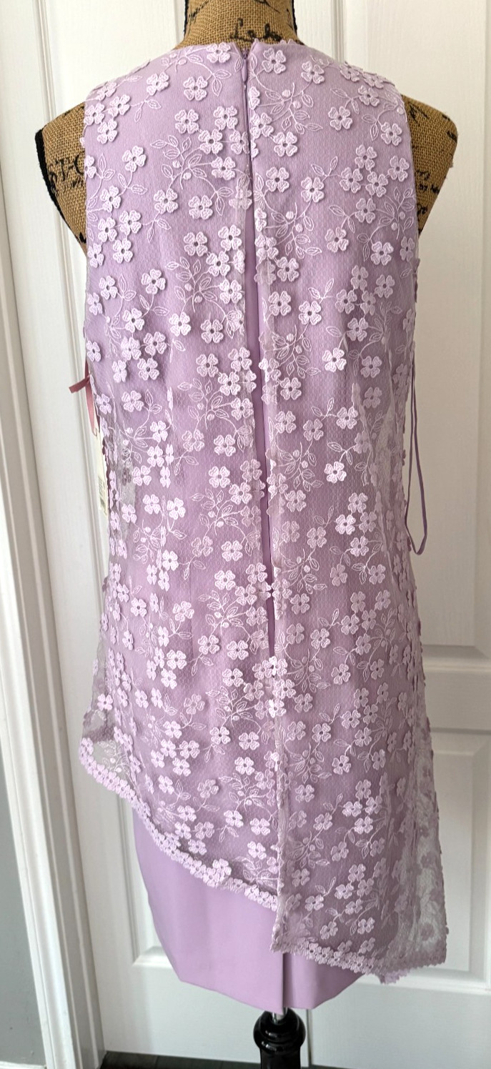 Alex Marie Cocktail Dress Lilac Purple Embroidered Lace Overlay Floral Party 6