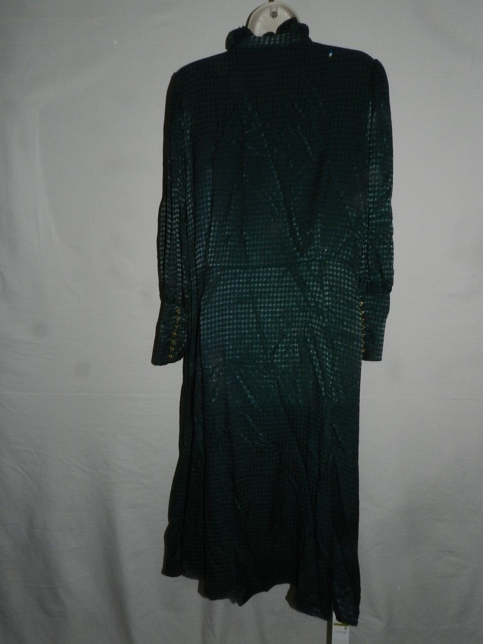 CALVIN KLEIN Womens Green Button Cuff Balloon Sleeve Midi Shirt Dress 14 no belt