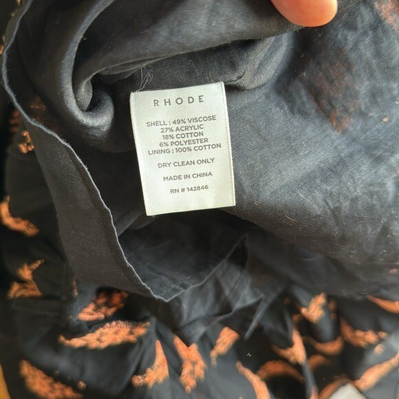 NWT $585 RHODE Ester Plunge V Neck Puff Sleeve MIDI Jacquard Dress – 4