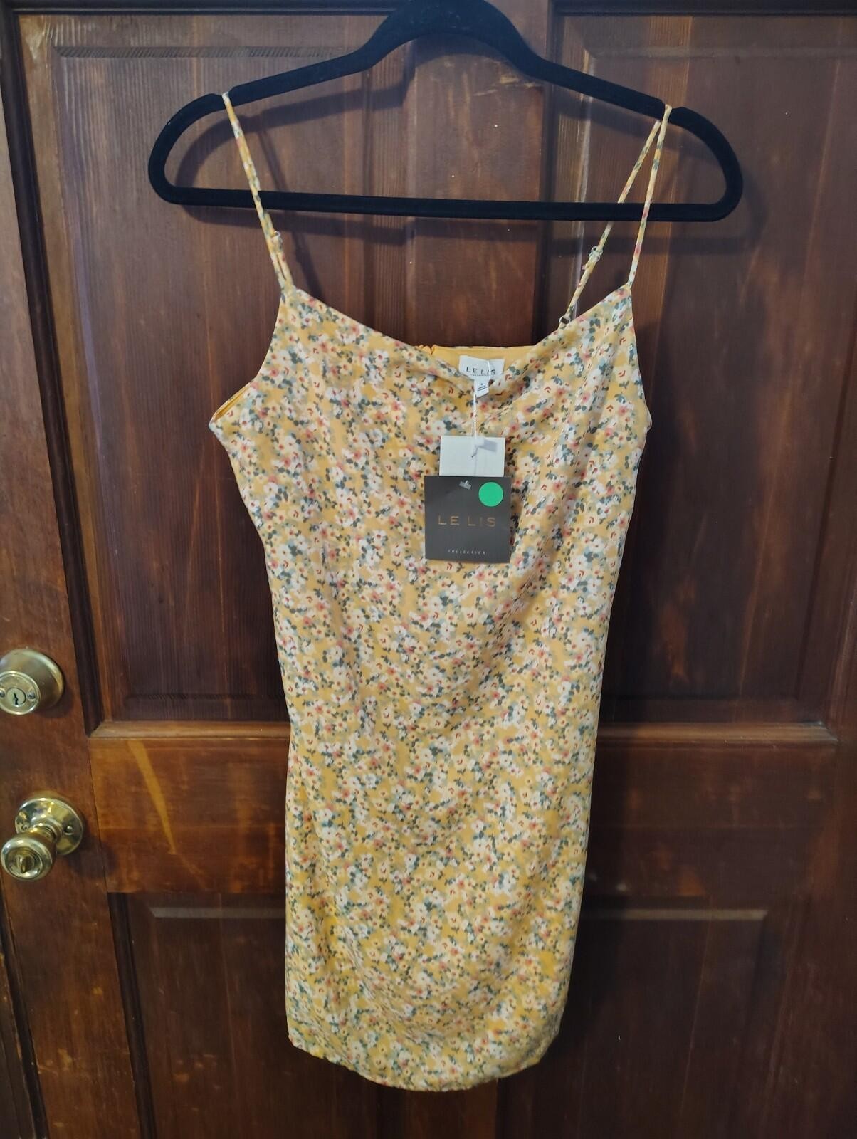 Le Lis yellow ditsy floral mini cowl neck cami dress