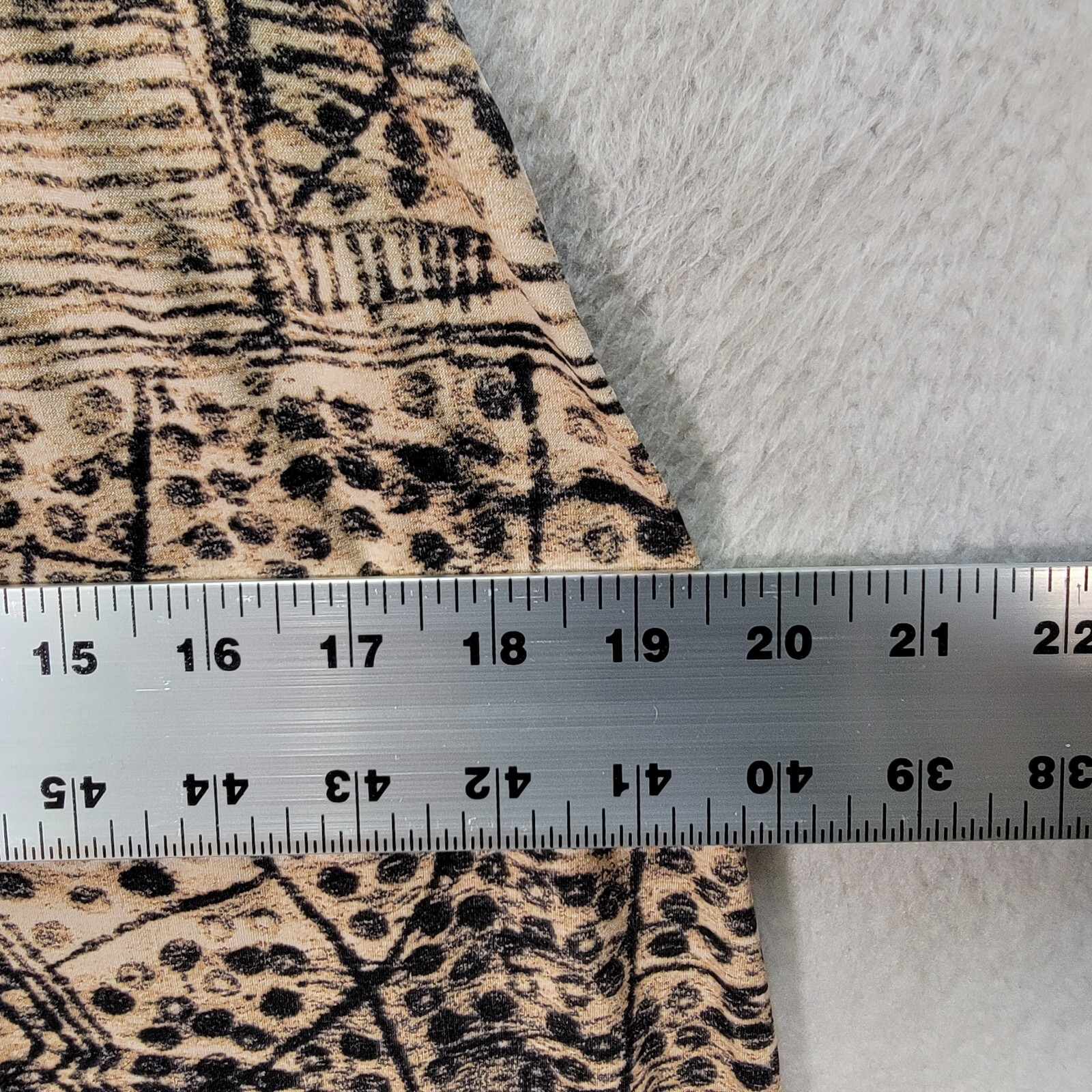 Vtg 90s Max Edition Beige Retro Print Jersey Stretch A Line Womens Dress Size M
