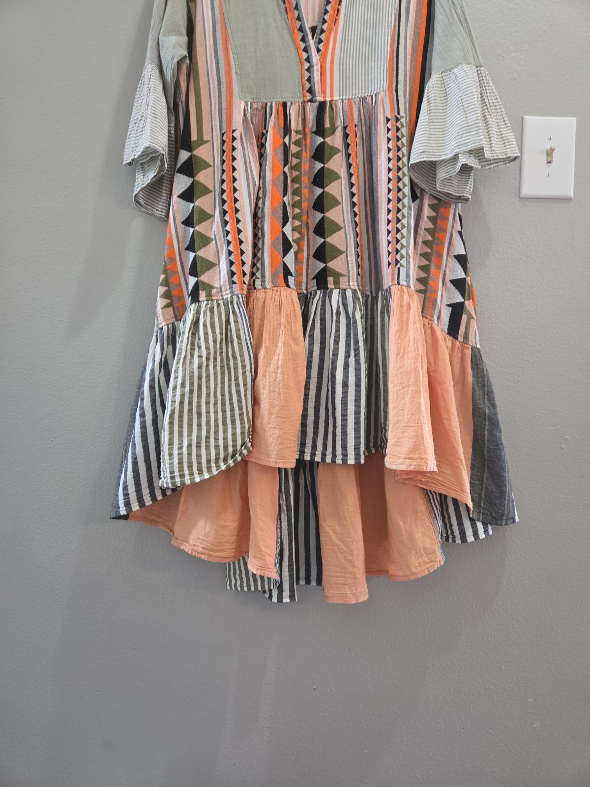 Devotion Twins Ella Orange Dress Anthropologie High Low Aztec Print Small Boho