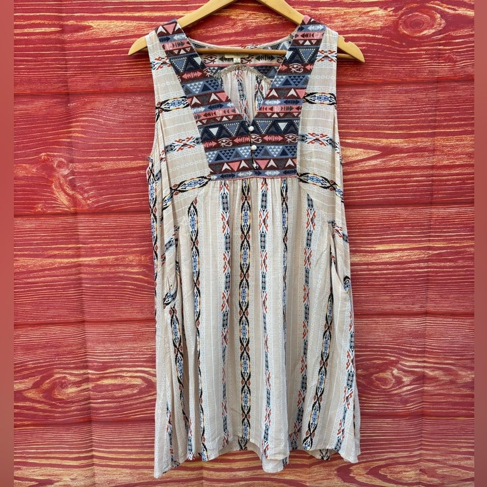 Umgee USA size S Boho cotton Sleeveless Dress Tribal southwestern Aztec