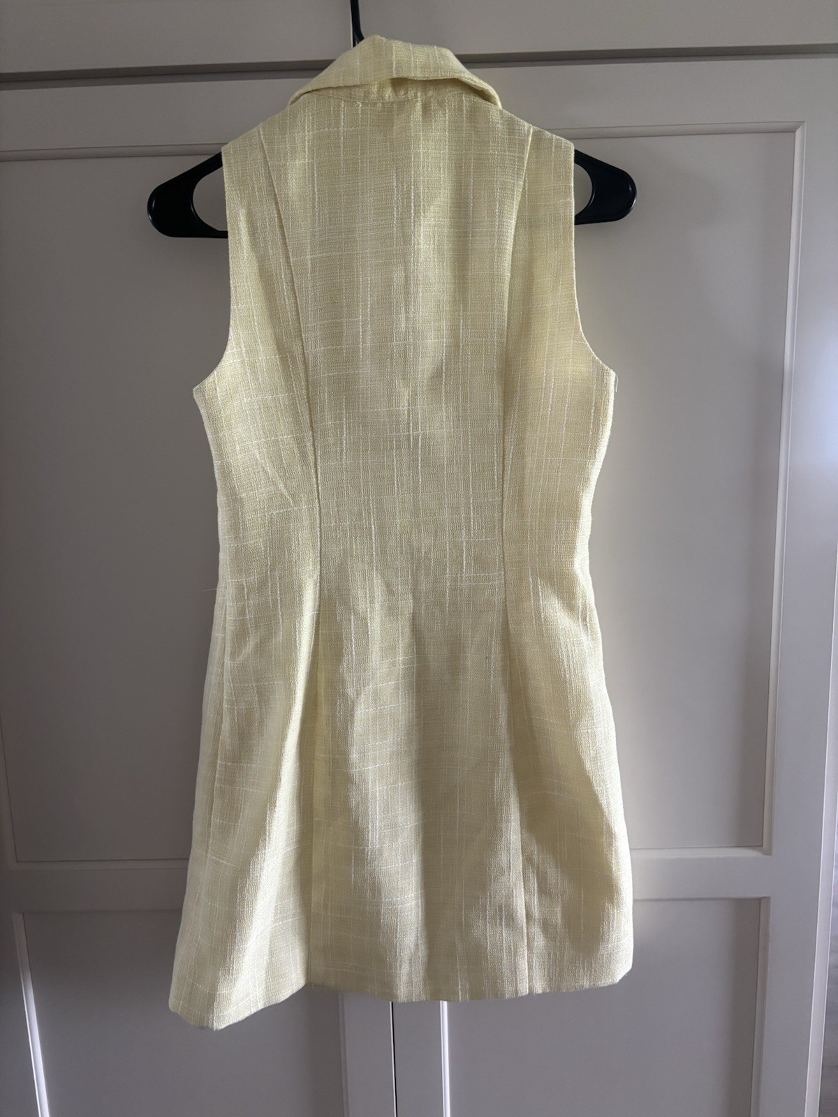 XS Lost + Wander “Golden Hour” sleeveless tweed mini dress in Lemon Drop Yellow