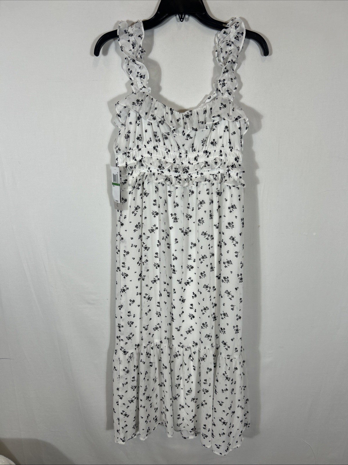 $49 Kingston Grey Juniors Ruffled Sleeveless Midi Dress White Black L