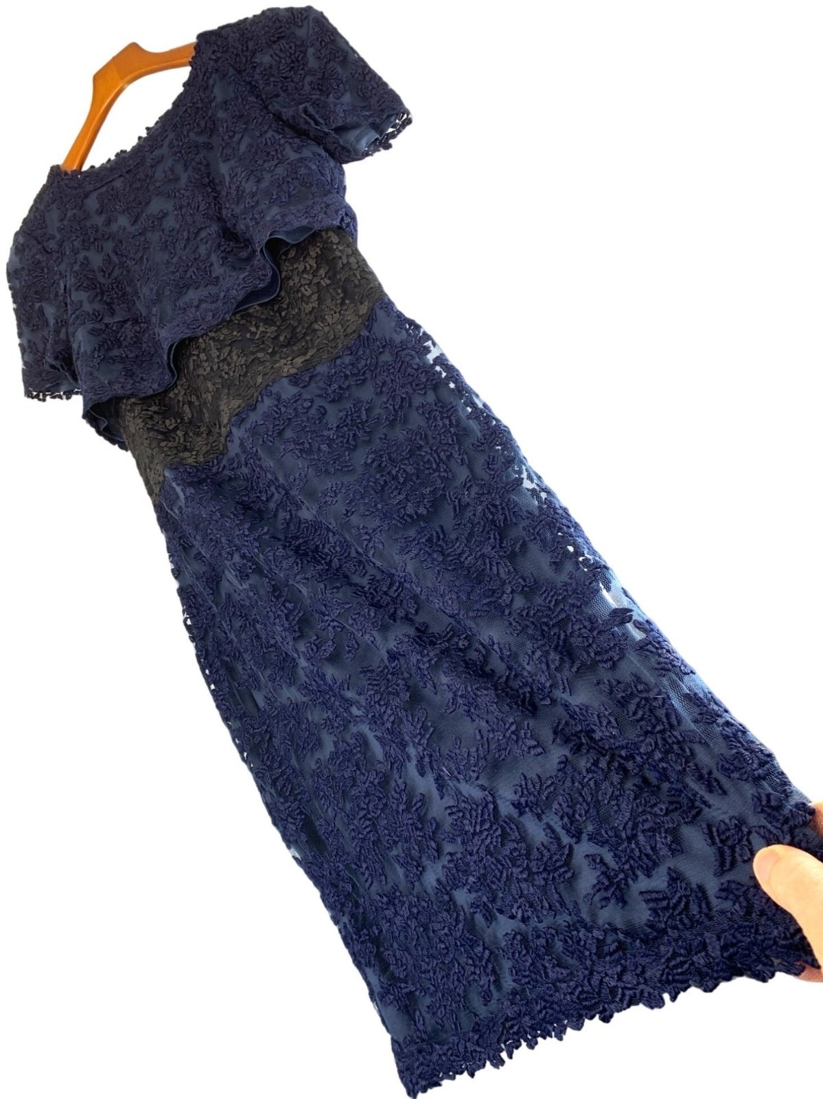 NWT Tadashi Shoji Mesh Lacy Overlay Pencil Dress Size 6 S Stretch RDD10676