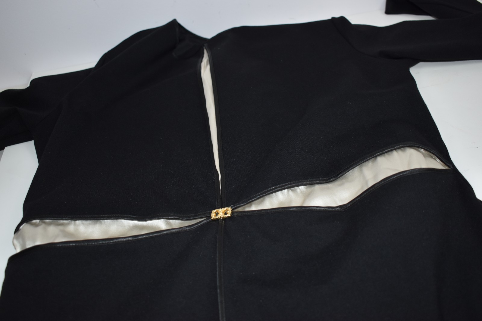 Roberto Cavalli Class Sz 16 Black White Long Sleeve Cocktail Sheath Dress Italy