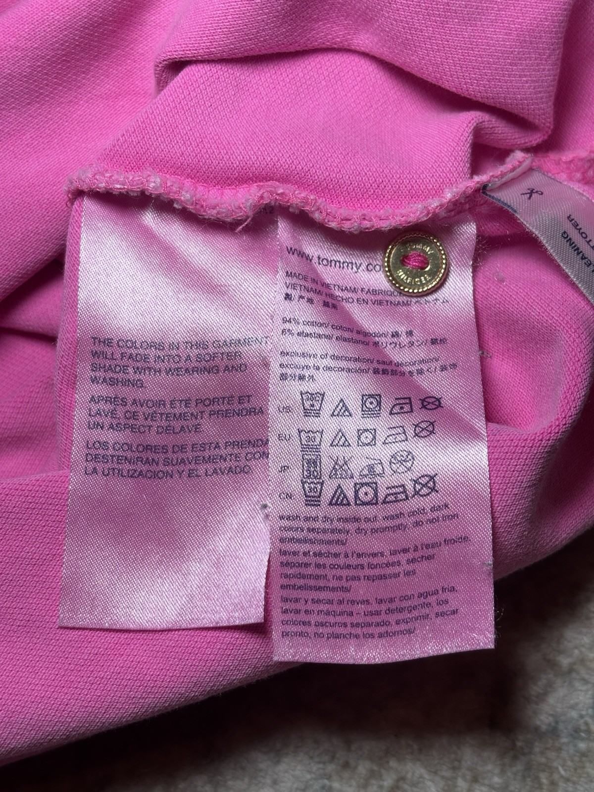 Tommy Hilfiger Pink Pique Sleeveless Collared Polo Dress Logo Buttons XS