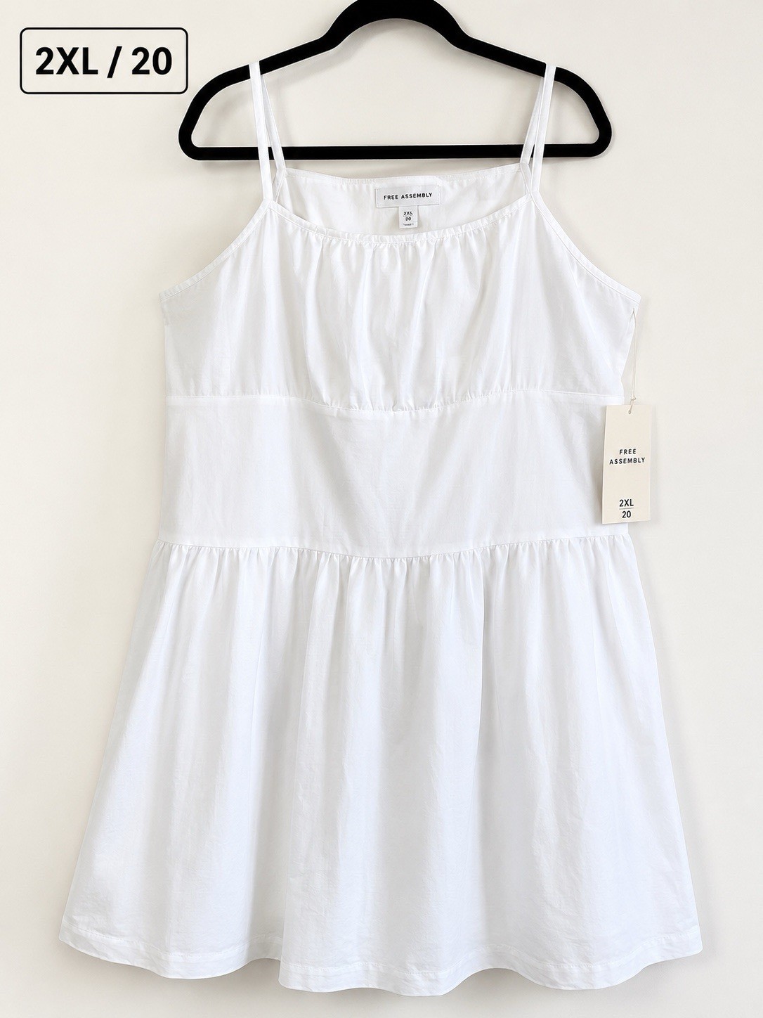 Free Assembly Womens White Midi Dress 2XL Size 20 Strappy NWT