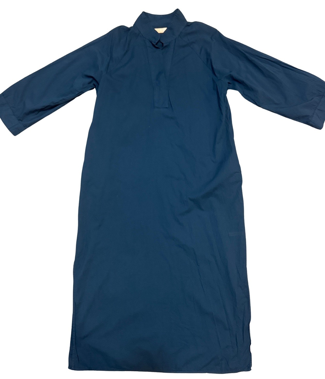 Cali Dreaming Collared Sheath Blue Dress Sz Med Cotton USA Minimalist Luxury