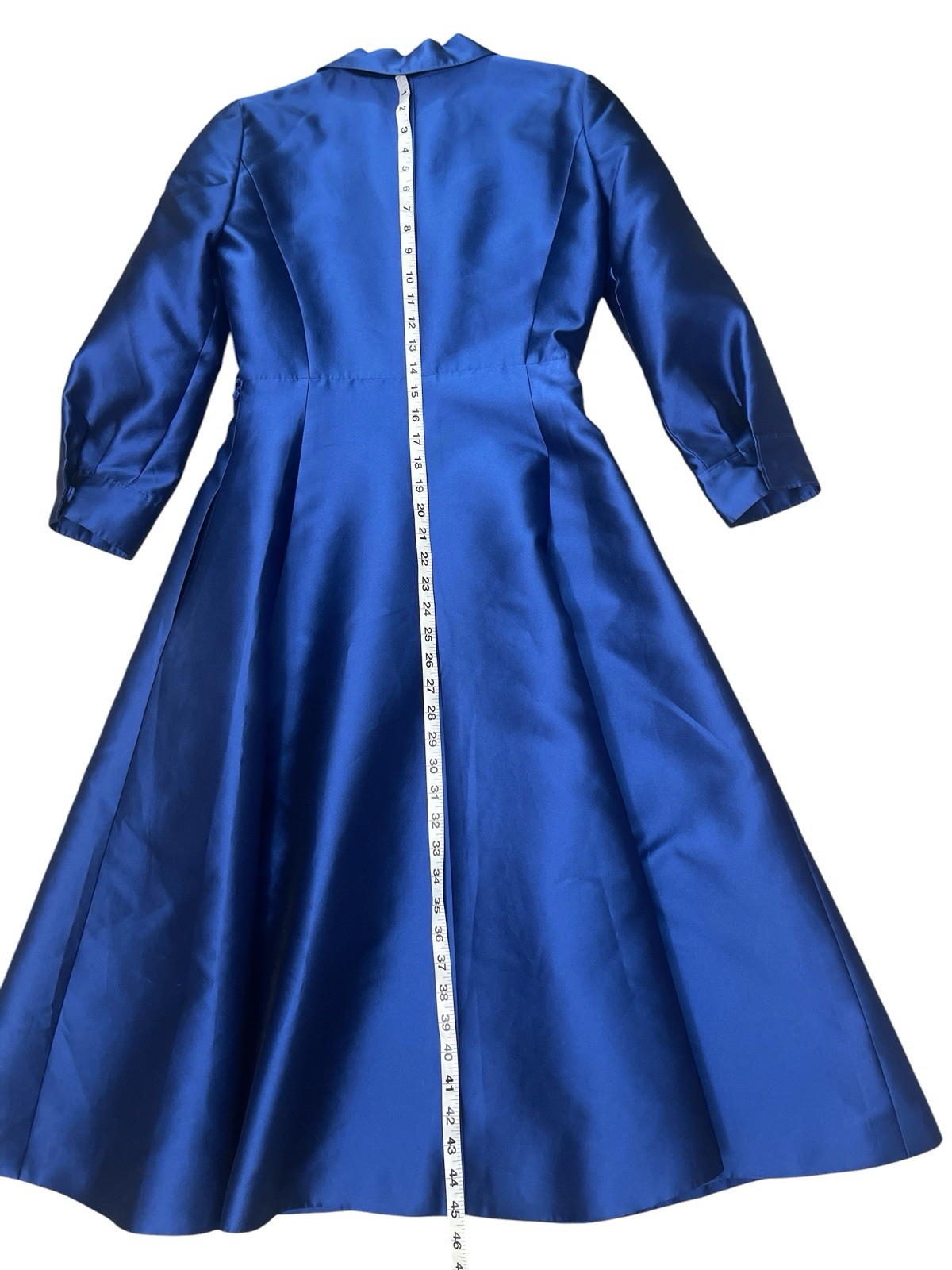 Carolina Herrera Blue Silk 3/4 Sleeve A Line Suit Dress Size 4 Luxury Designer