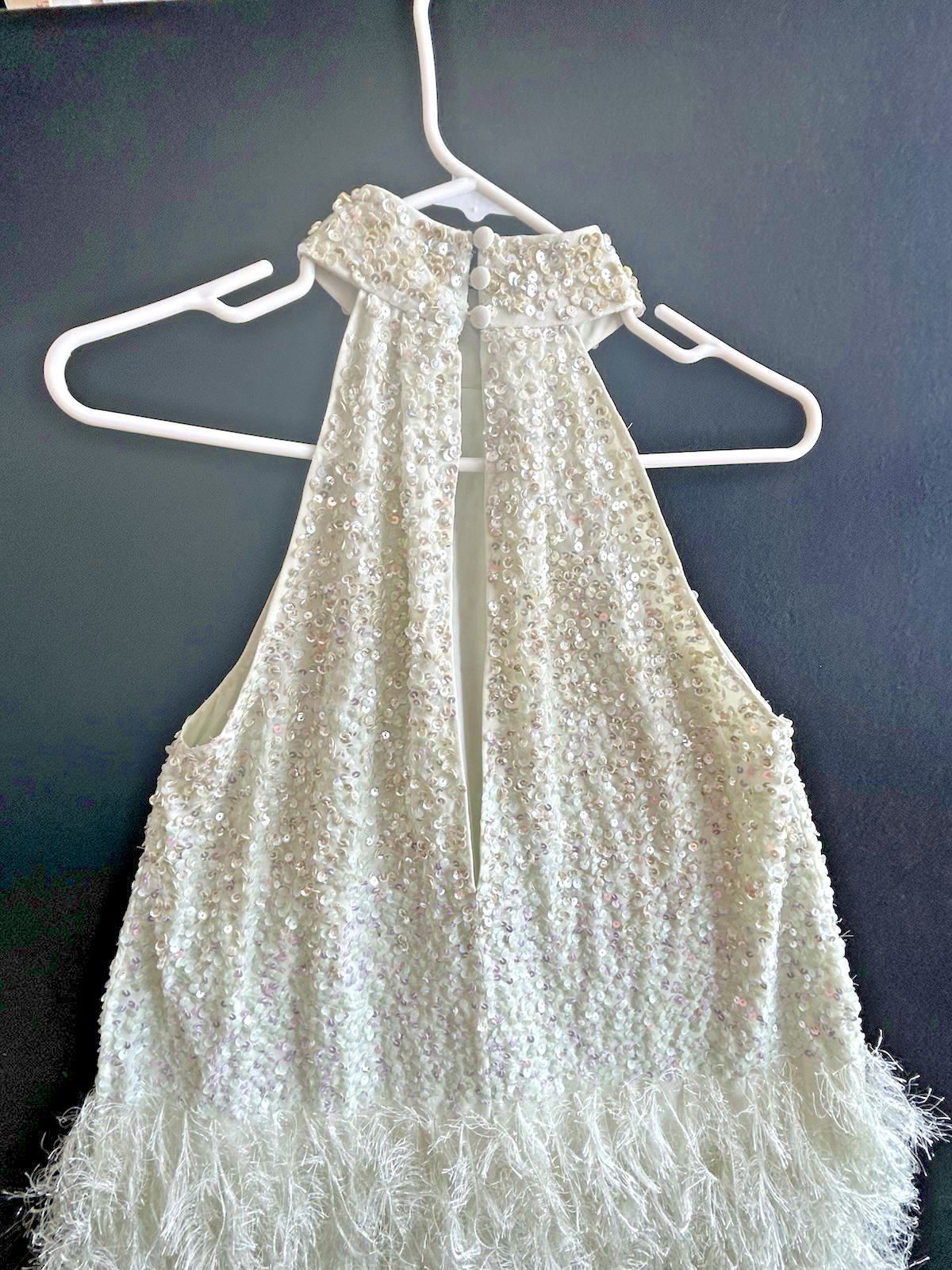 ASOS Edition Sequin Halter Mini Dress 1920s Inspired Flapper Fringe Sage US Sz 0