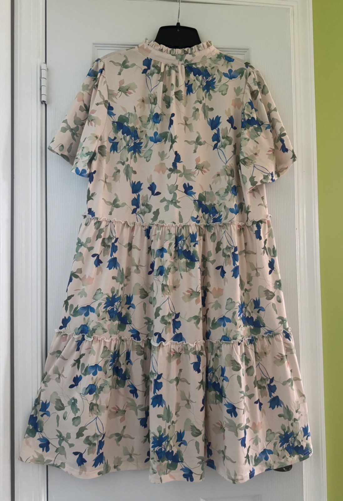 Womens Abstract Floral Soft & Versatile Tiered Pullover SUMMER DRESS Sz L – EUC