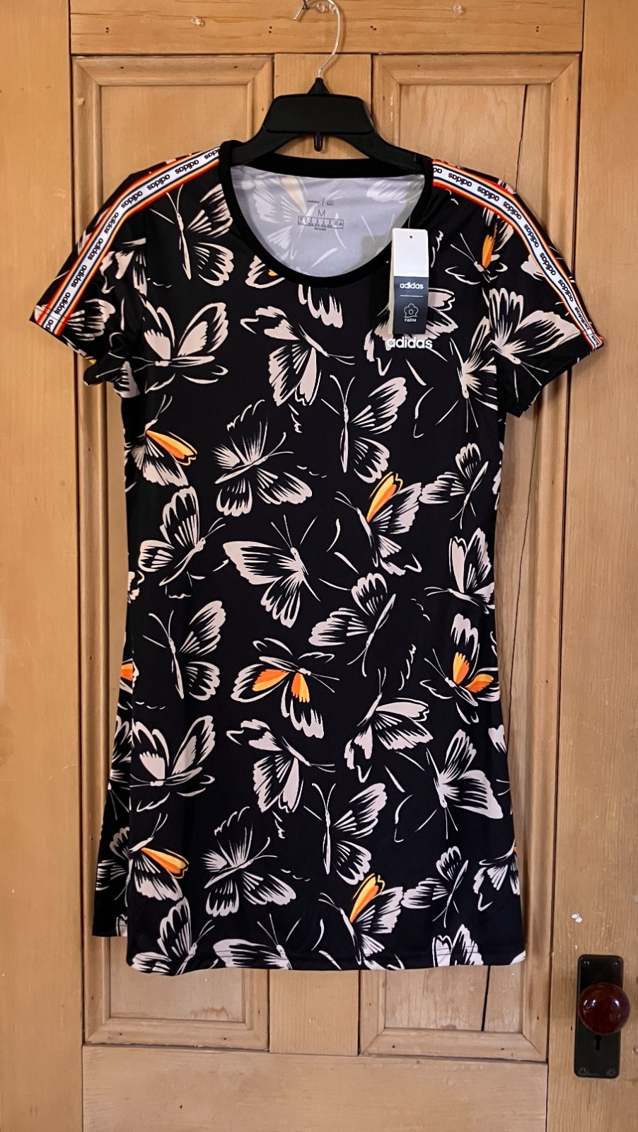 Adidas x Farm Rio Womens Butterfly Activewear Mini Dress Sz. Medium Black SP NWT
