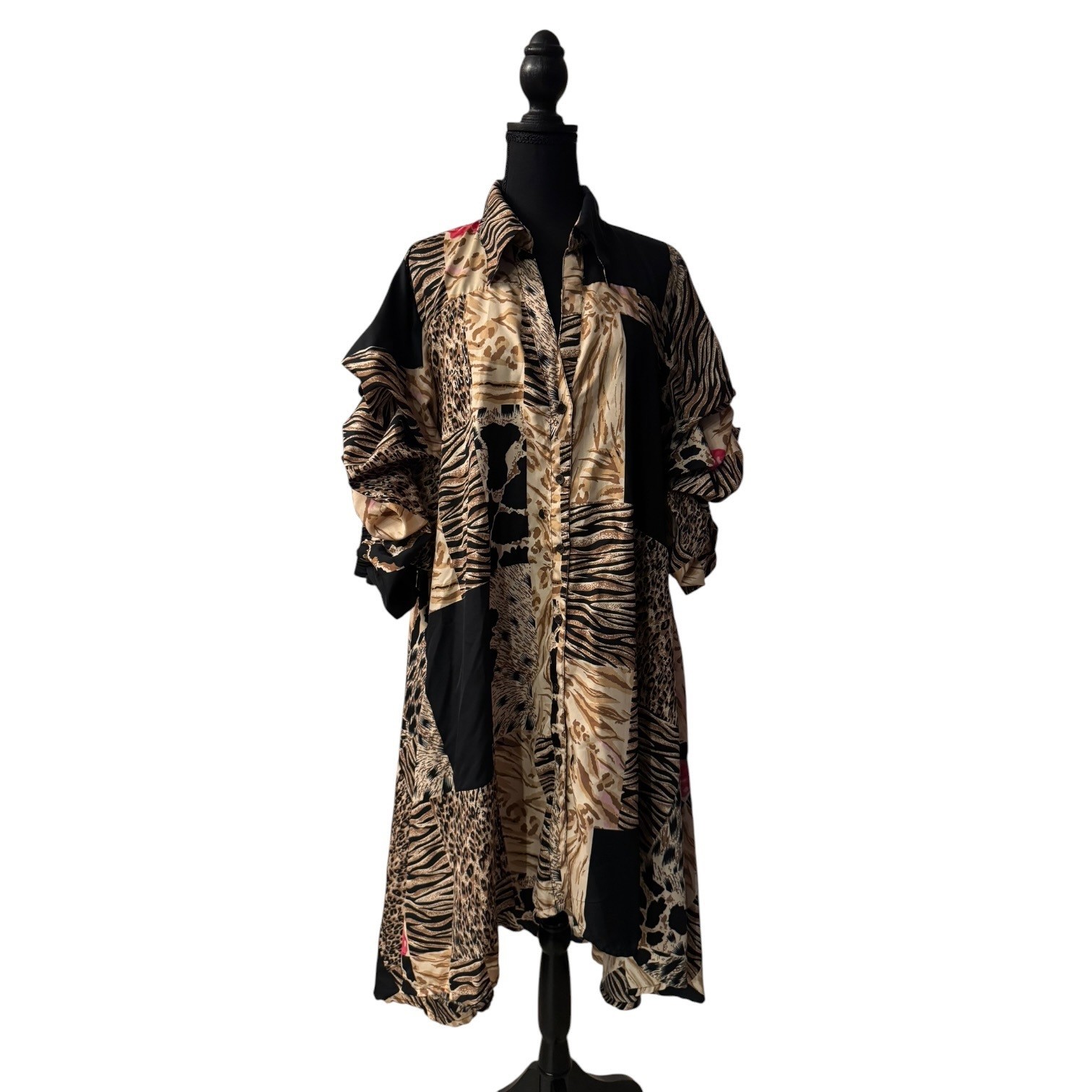 Step In Style 3X Animal Print Button-Up Dress