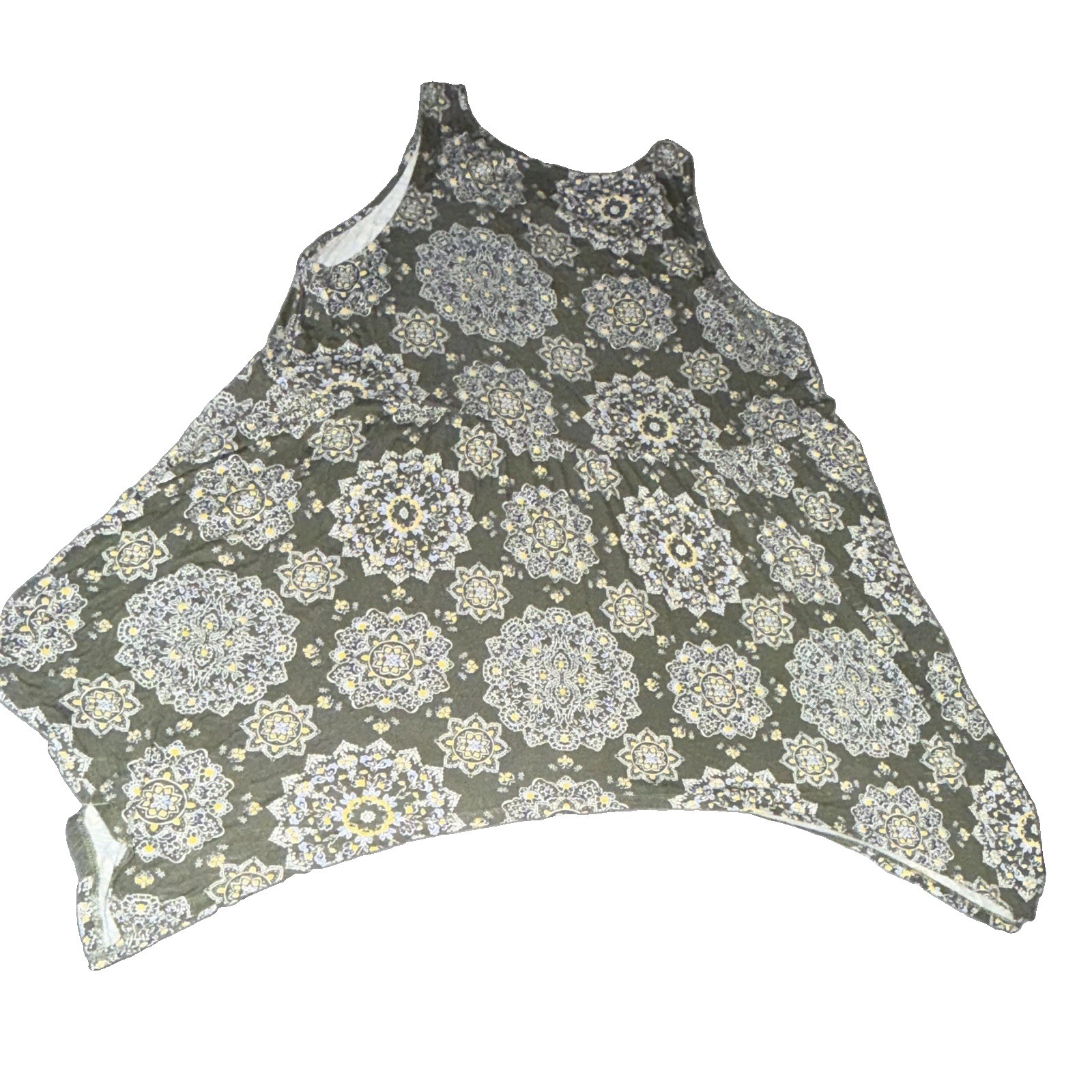 Torrid Super Soft Knit Dress Size 4 Olive Medallion Print Lattice Back