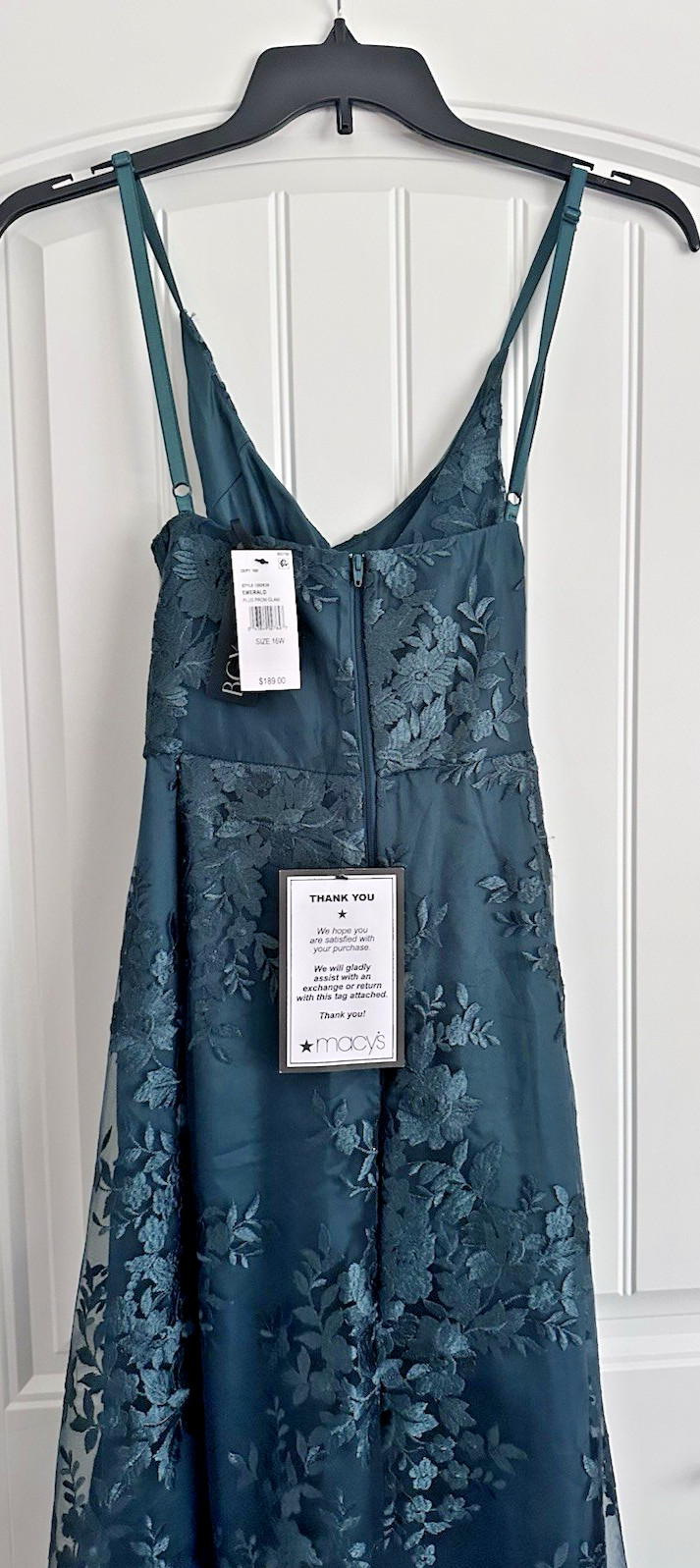 BCX Trendy Plus Size Strappy Embroidered Sleeveless Prom Gown Emerald Green 16W