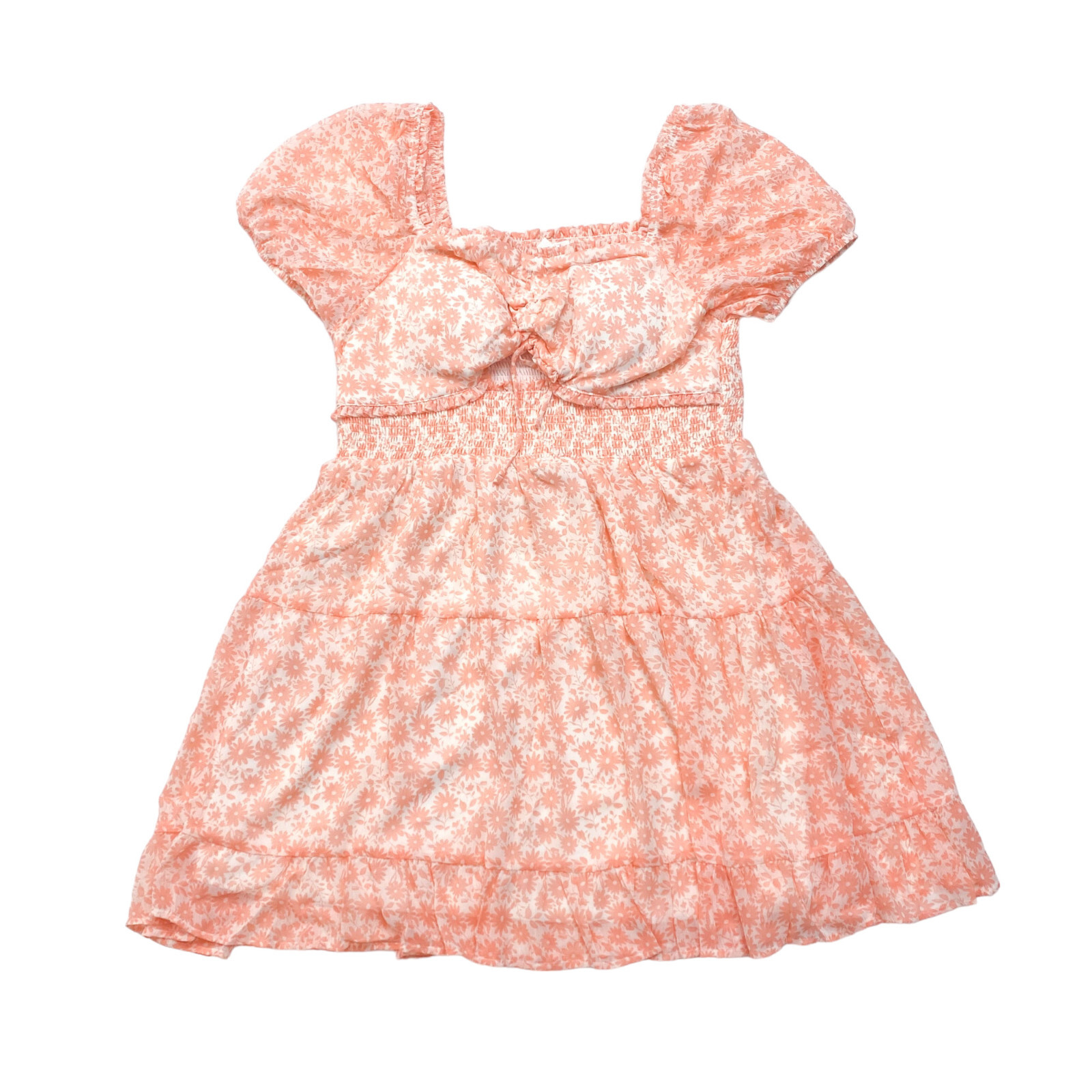 Madden NYC Womens Size 2X (19-21) Smocked Waist Dress Apricot Blush