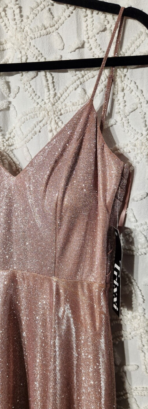 Trixxi Womens Formal Glitter Dress Size 7 Pink Prom Sparkle Barbie Long