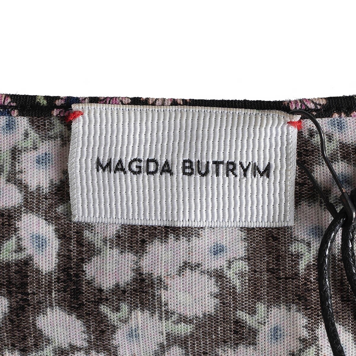 68084 auth MAGDA BUTRYM black & lilac viscose FLORAL DRAPED MINI Dress 38 S