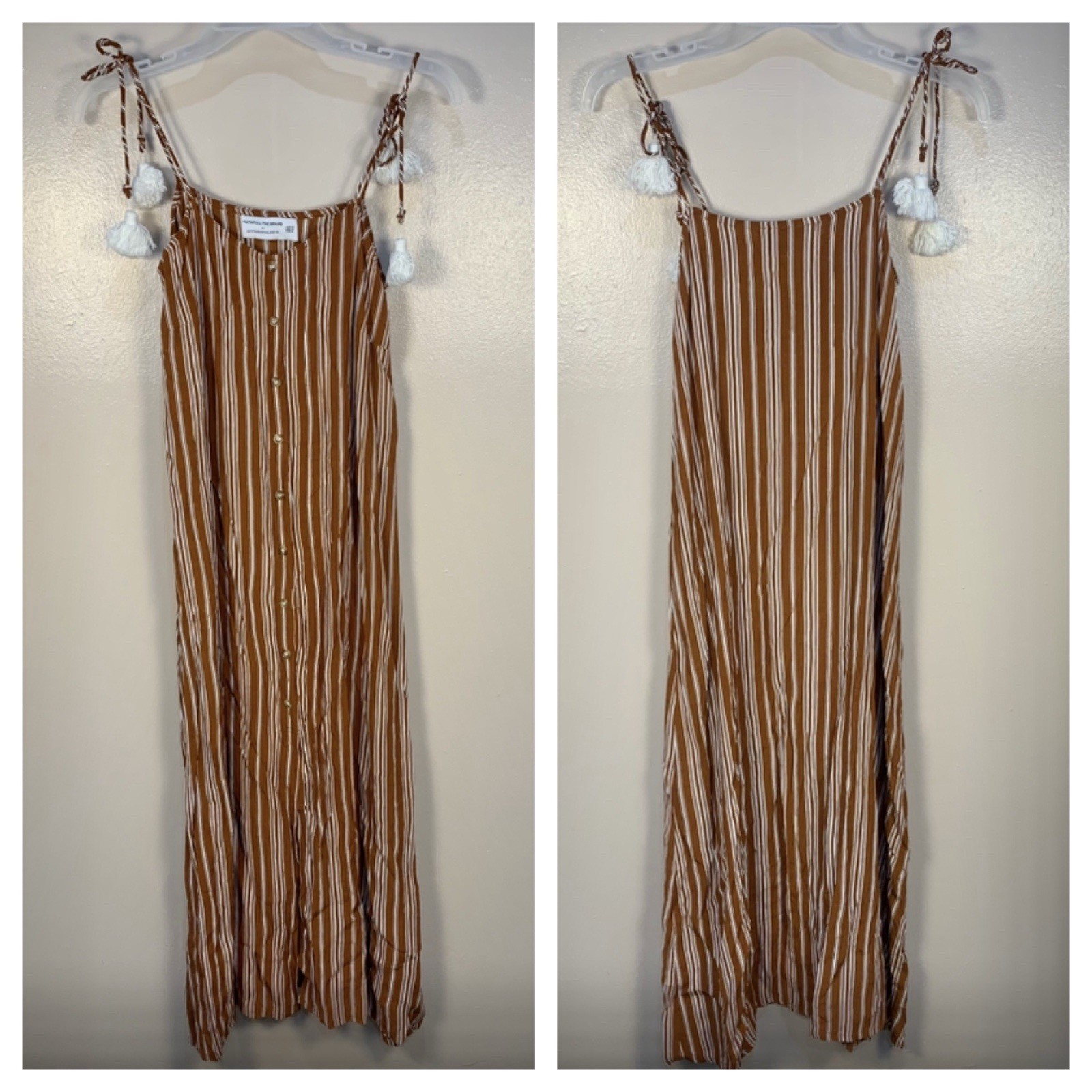 Faithfull The Brand Arietta Striped Tassel Tie Button Front Striped Maxi Dress 4