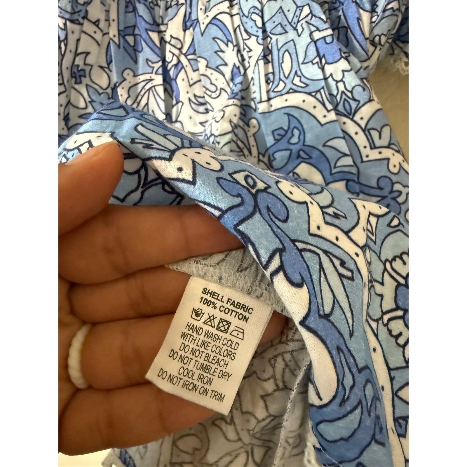 NWT Cartolina Nantucket Blue White Floral Cotton Tiered Mini Dress Sz M Cottage