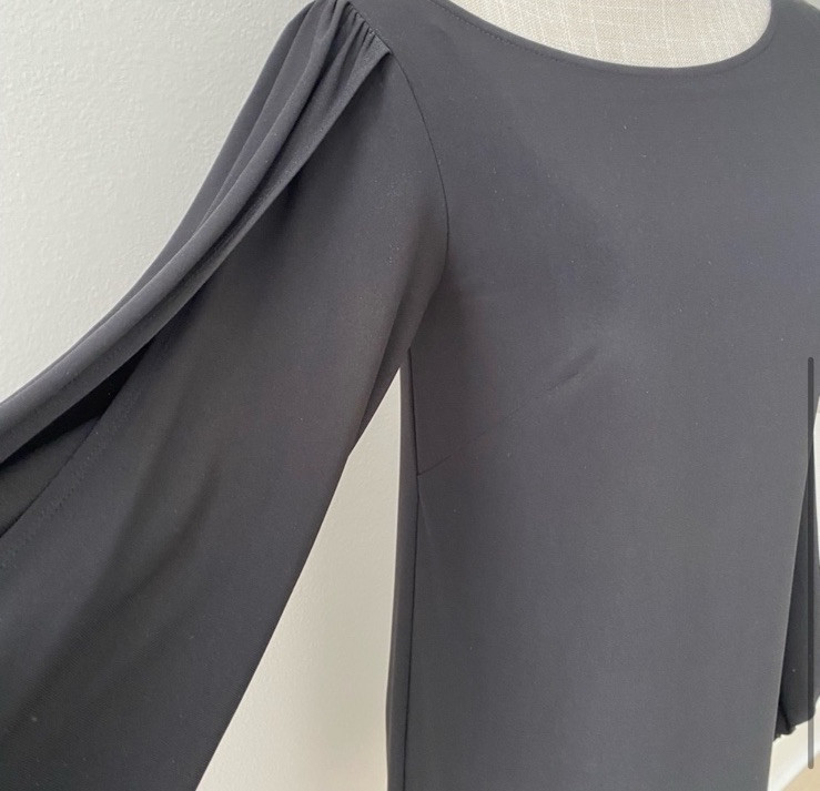 Laundry Black Open Sleeve Stretch Cocktail Shift Dress Minimalist Chic New XS