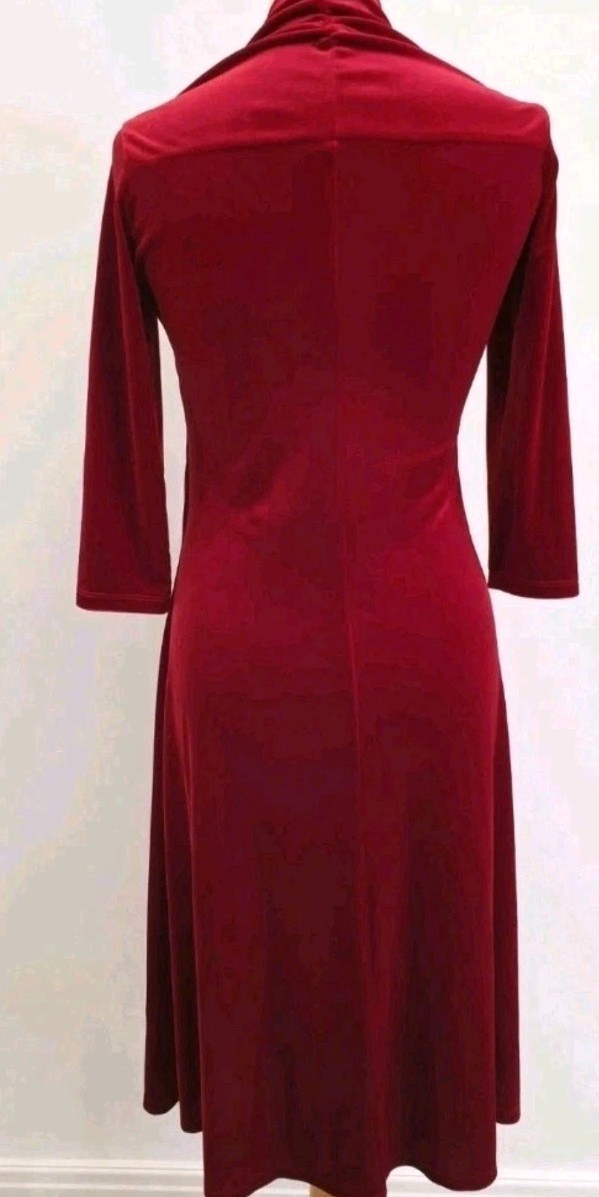 Marks and Spencer Vintage 1940s 1950s Style Red Velvet Dress Size 10 Wedding