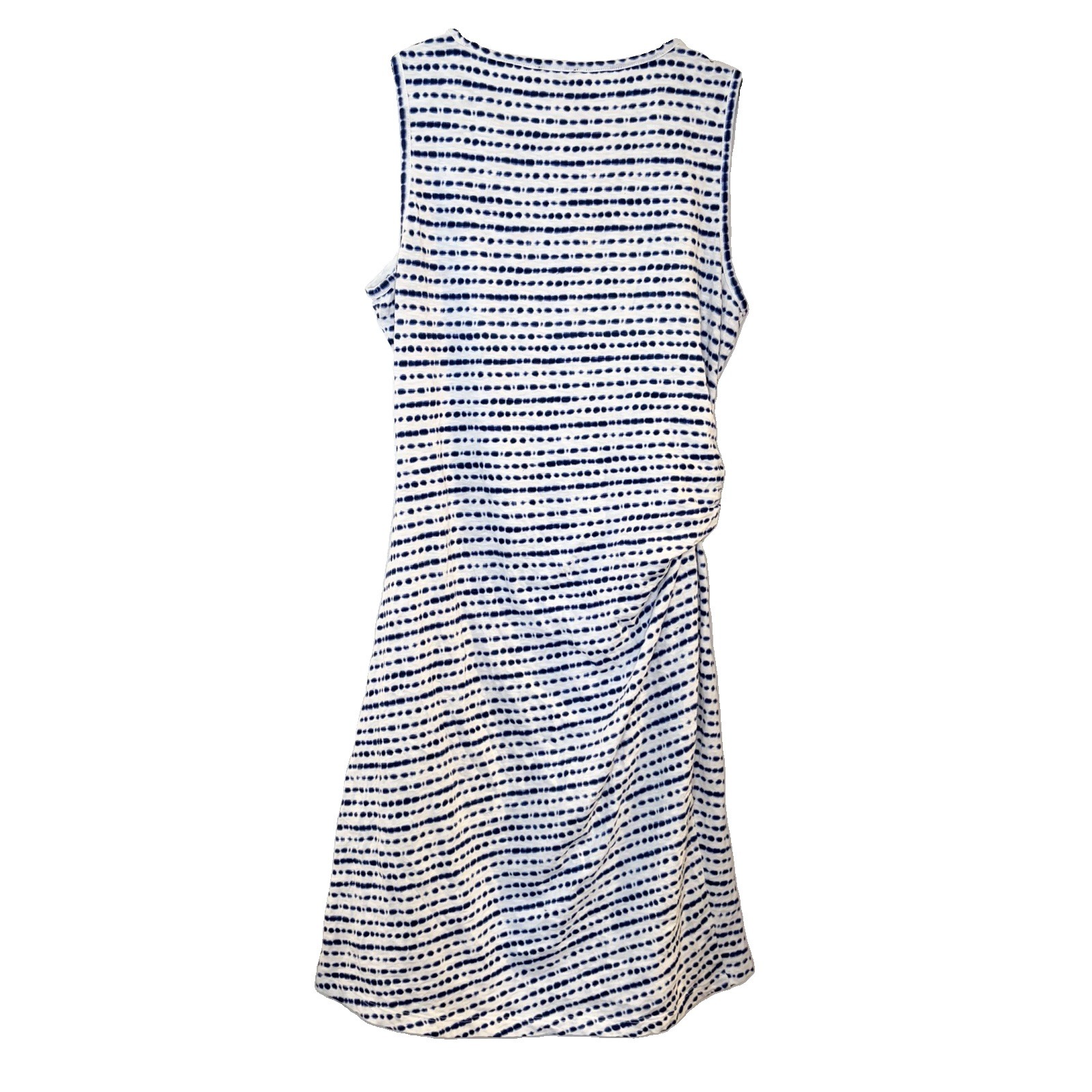 Talbots Sleeveless Crew Neck Side Knot White Blue Dress S Preppy Coastal
