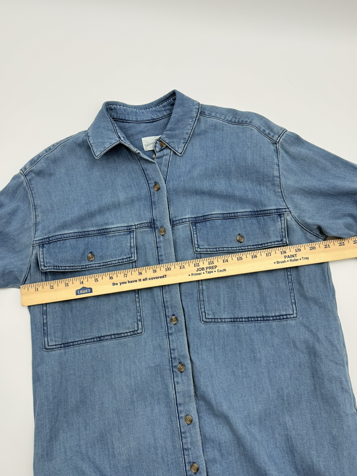 NWT Universal Thread Chambray Shirt Dress M Light Blue Wash Oversized Button