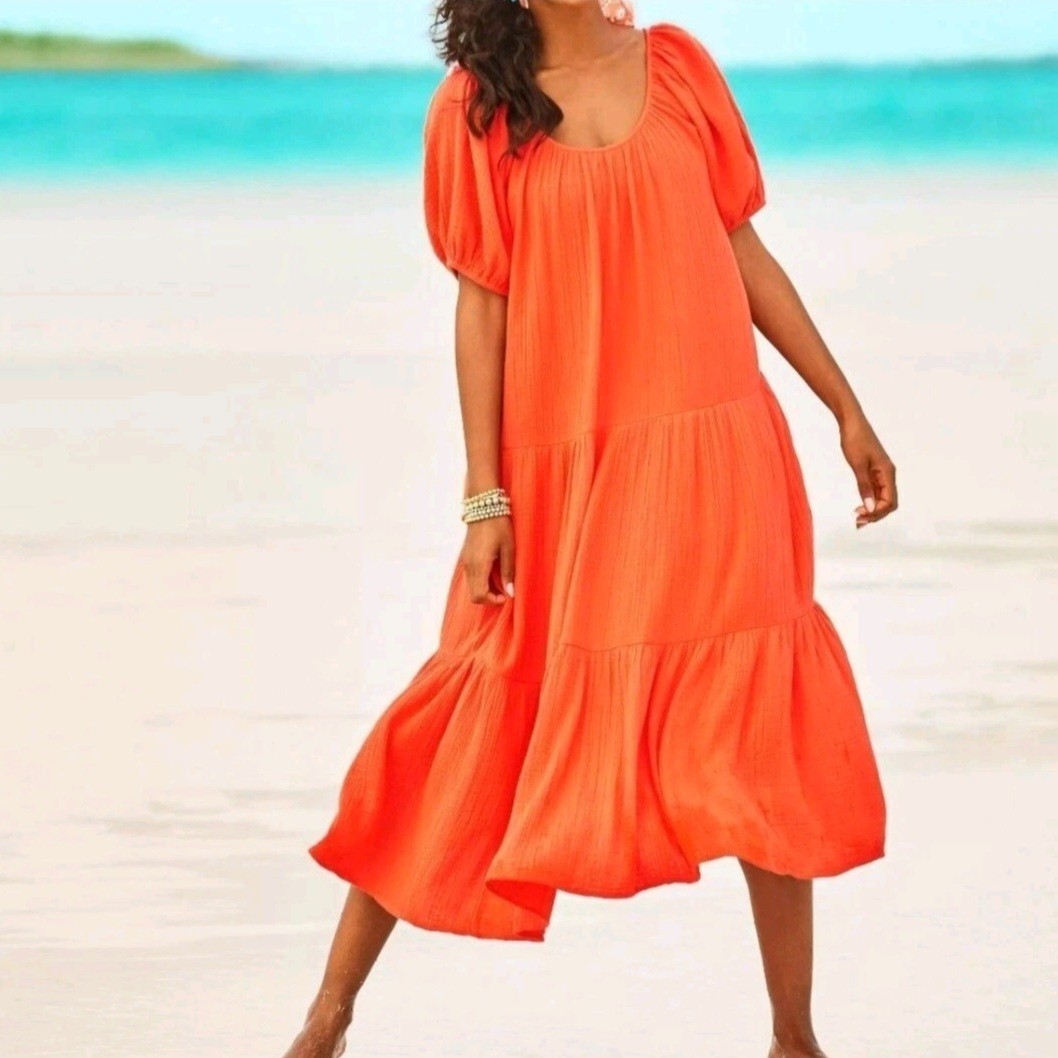 NWT Lilly Pulitzer Zemini Maxi Coverup S Flamingo Feather Crinkle Gauze SML