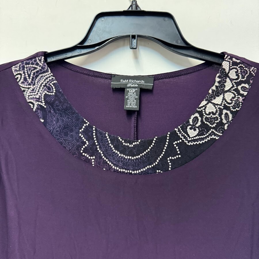 R&M Richards Womens Petite 14P Eggplant Purple Sleeveless Tank Dress NWT AO67