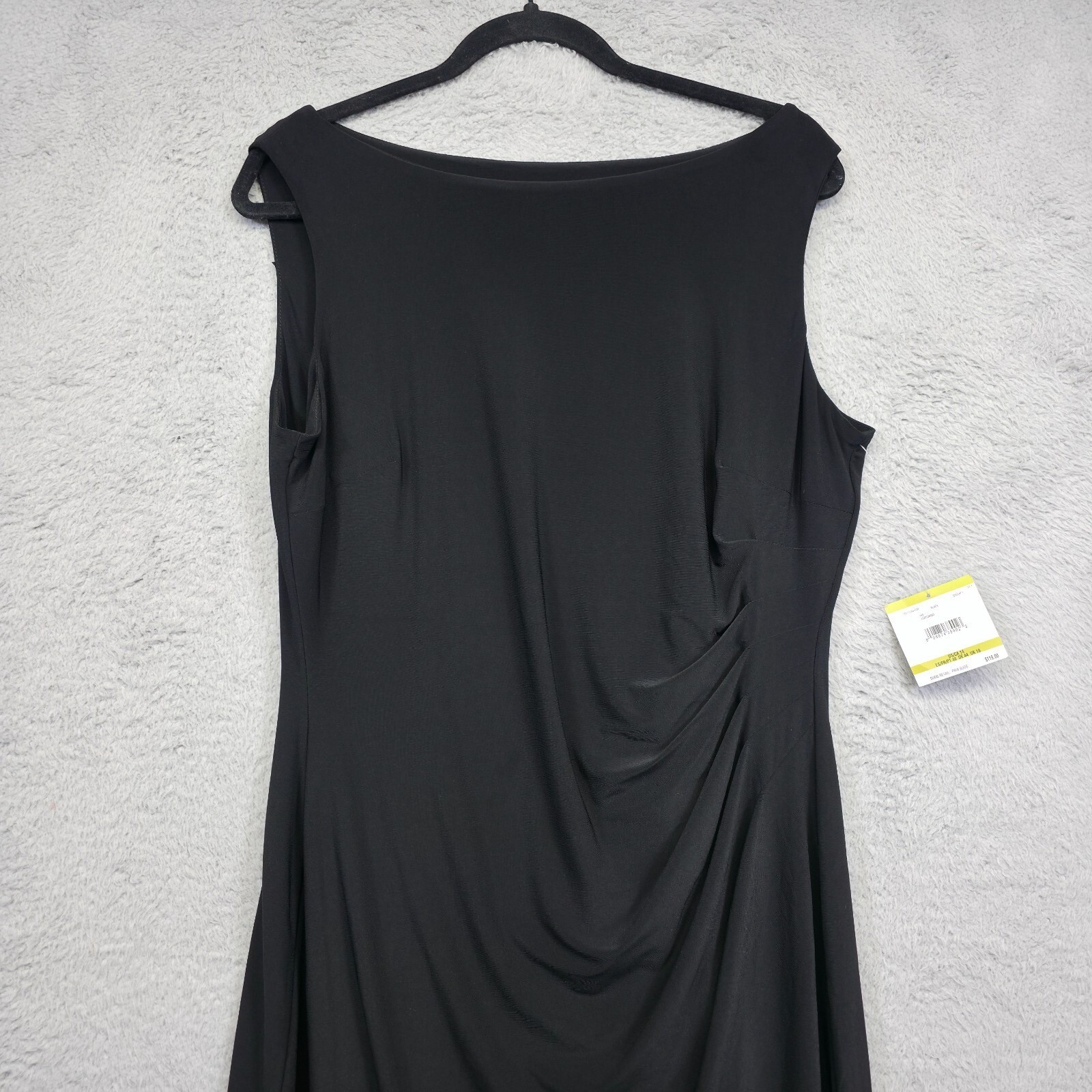 Anne Klein Dress Womens 14 Black Draped Ruched Minimalist Cocktail Party Evening