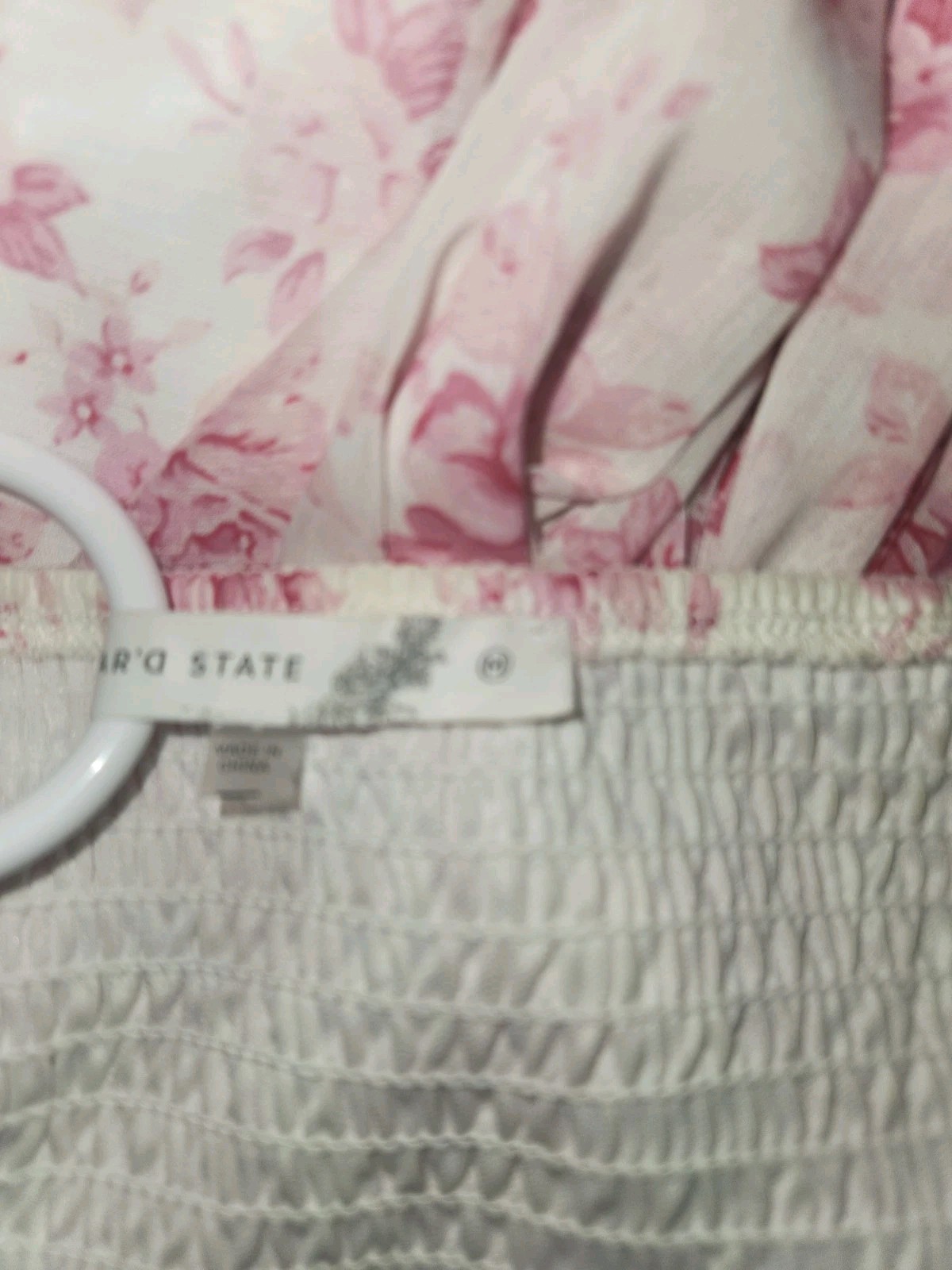 Alter’d State Lainey Double Layered Romper (M), white with rose flower print