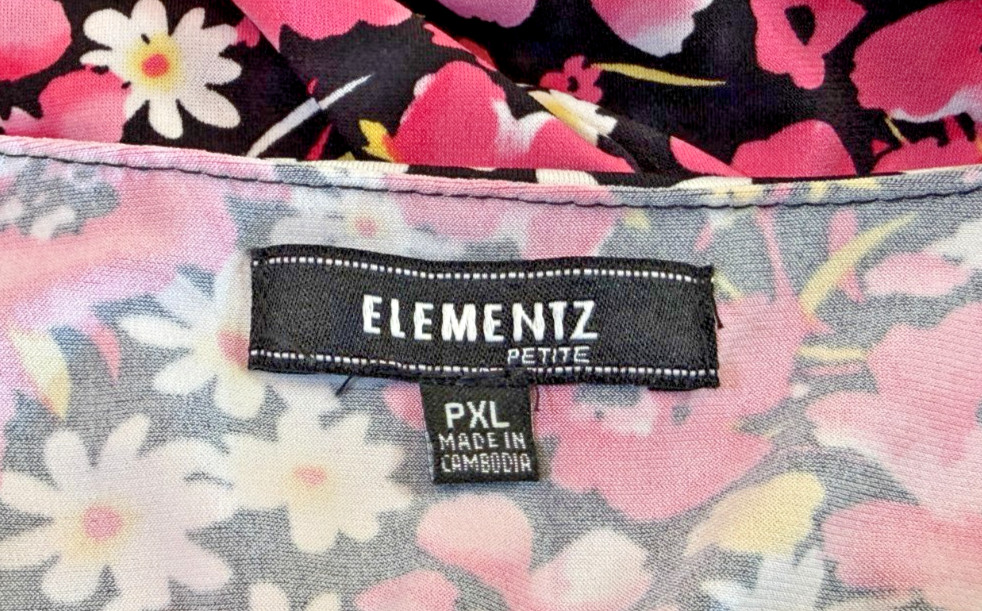Elementz Tiered Ruffled Layered Floral Dress Womens PXL Black Pink White 💗EUC💗