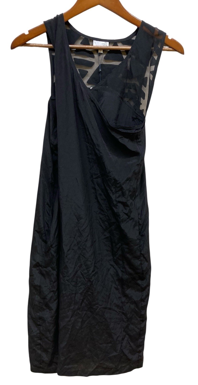 All Comes From Nothing Dress Black Silk Sheer Wrap Pockets Sleeveless
