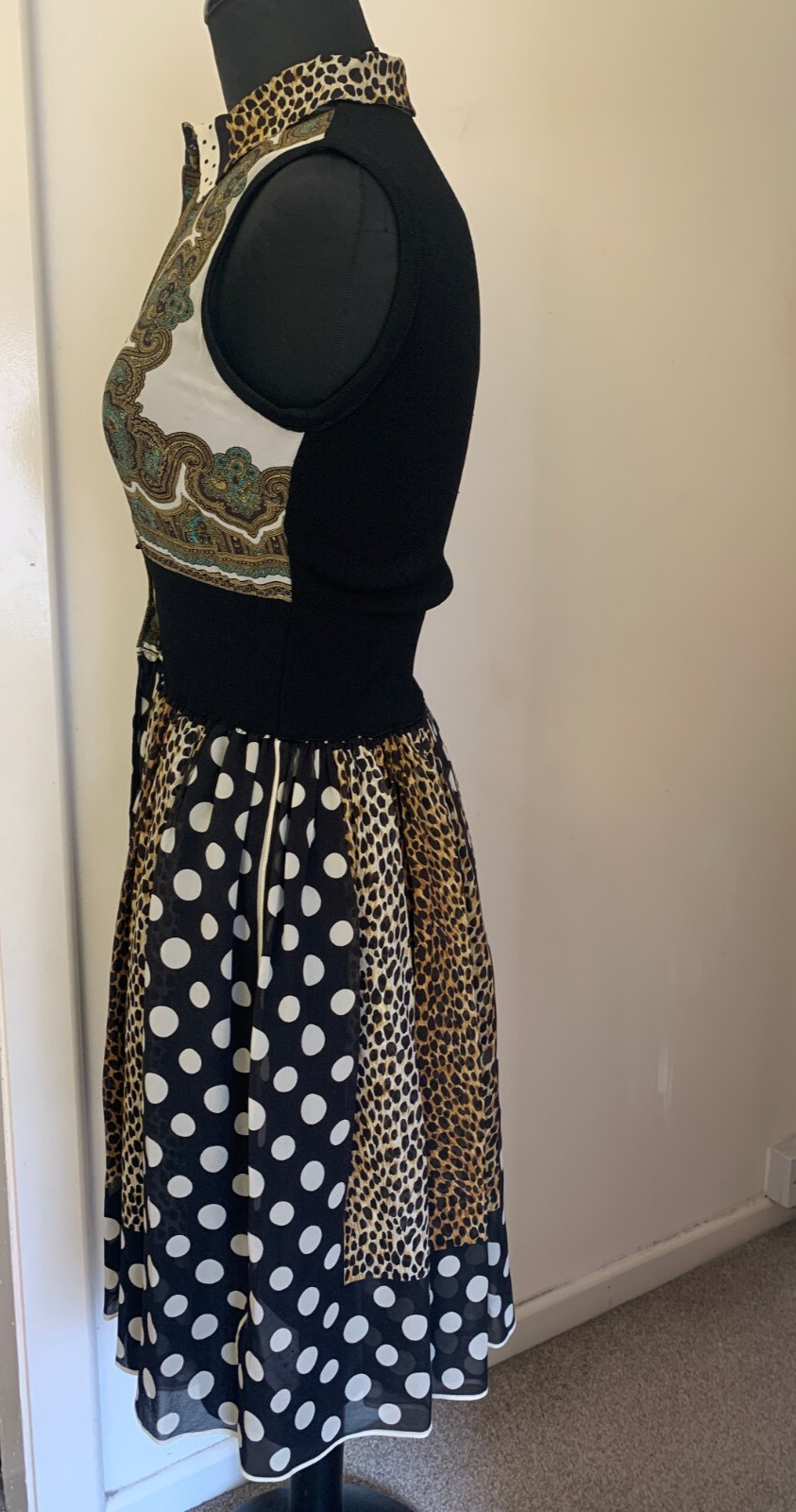 Dolce and Gabbana D&G Multi Pattern Scarf Silk Runway Dress IT44 UK10 US6 EU36