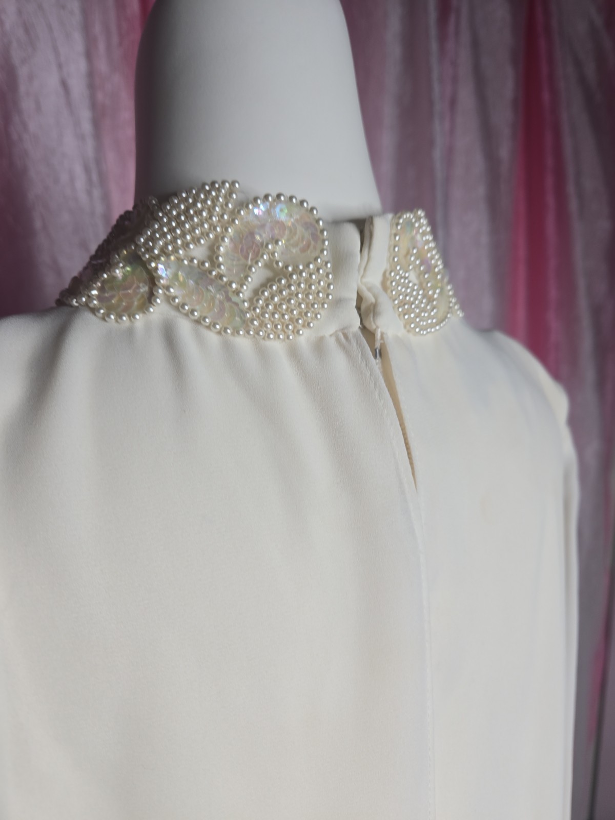 Patra Exquisite Ivory Beaded Sequin Flowy Evening Dress Size 14