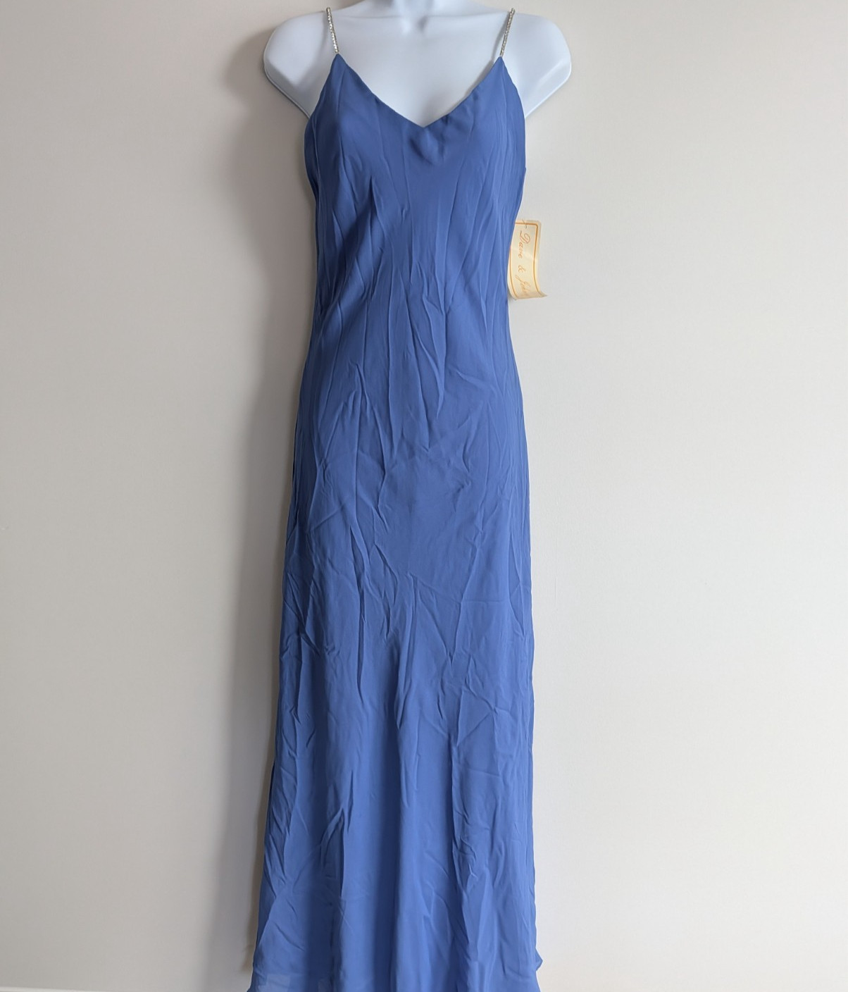 Vintage Dave & Johnny Formal Dress Womens 9/10 Purple Open Back Diamonte Straps