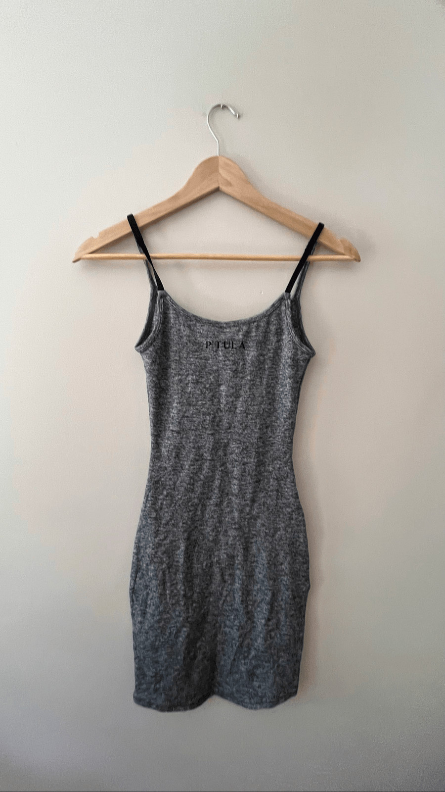 NWT P’tula Gray Marled Mini Dress – XXS – Bodycon Athleisure Spaghetti Strap