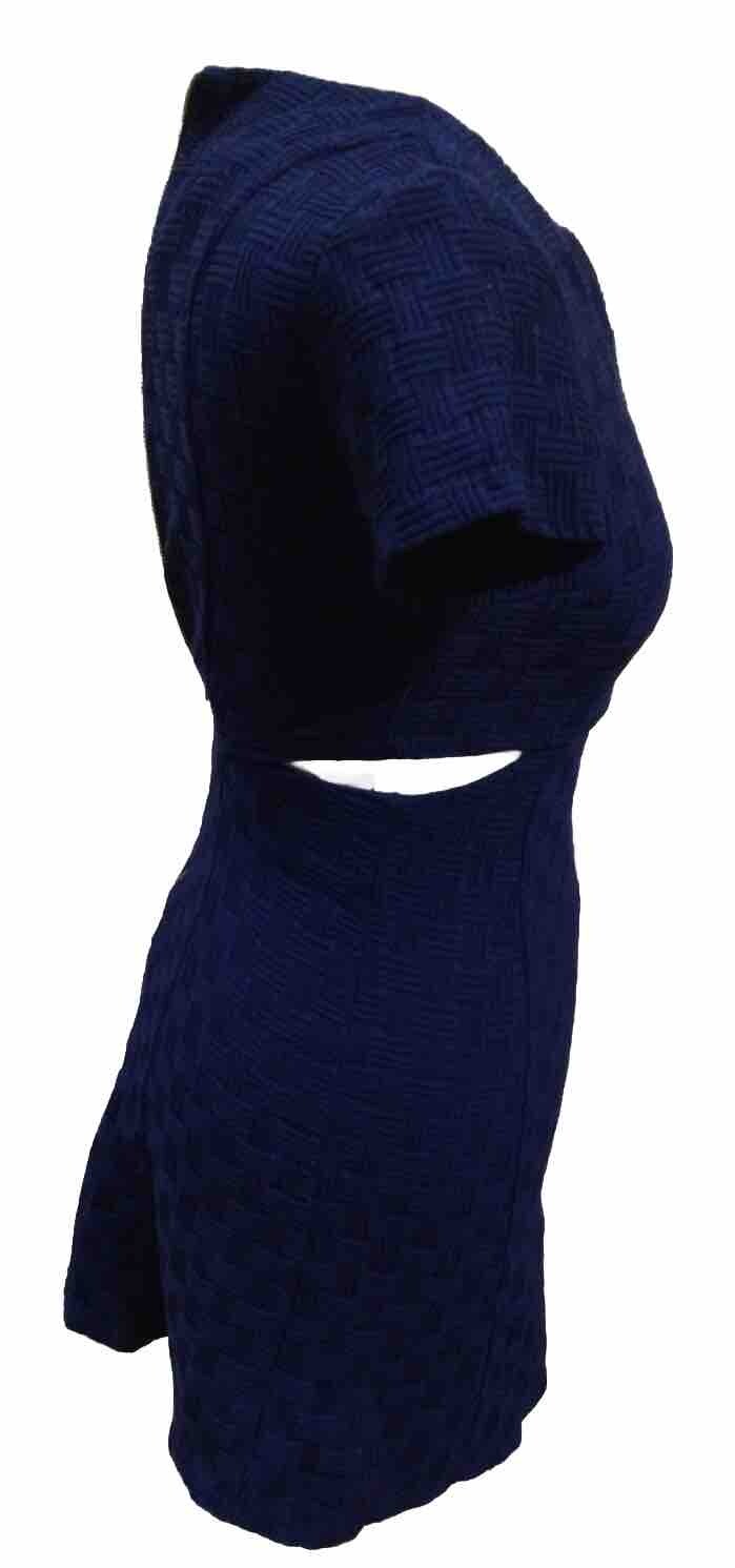 TOP SHOP Navy Blue Geometric Pattern Side Slit Dress U.K. 6