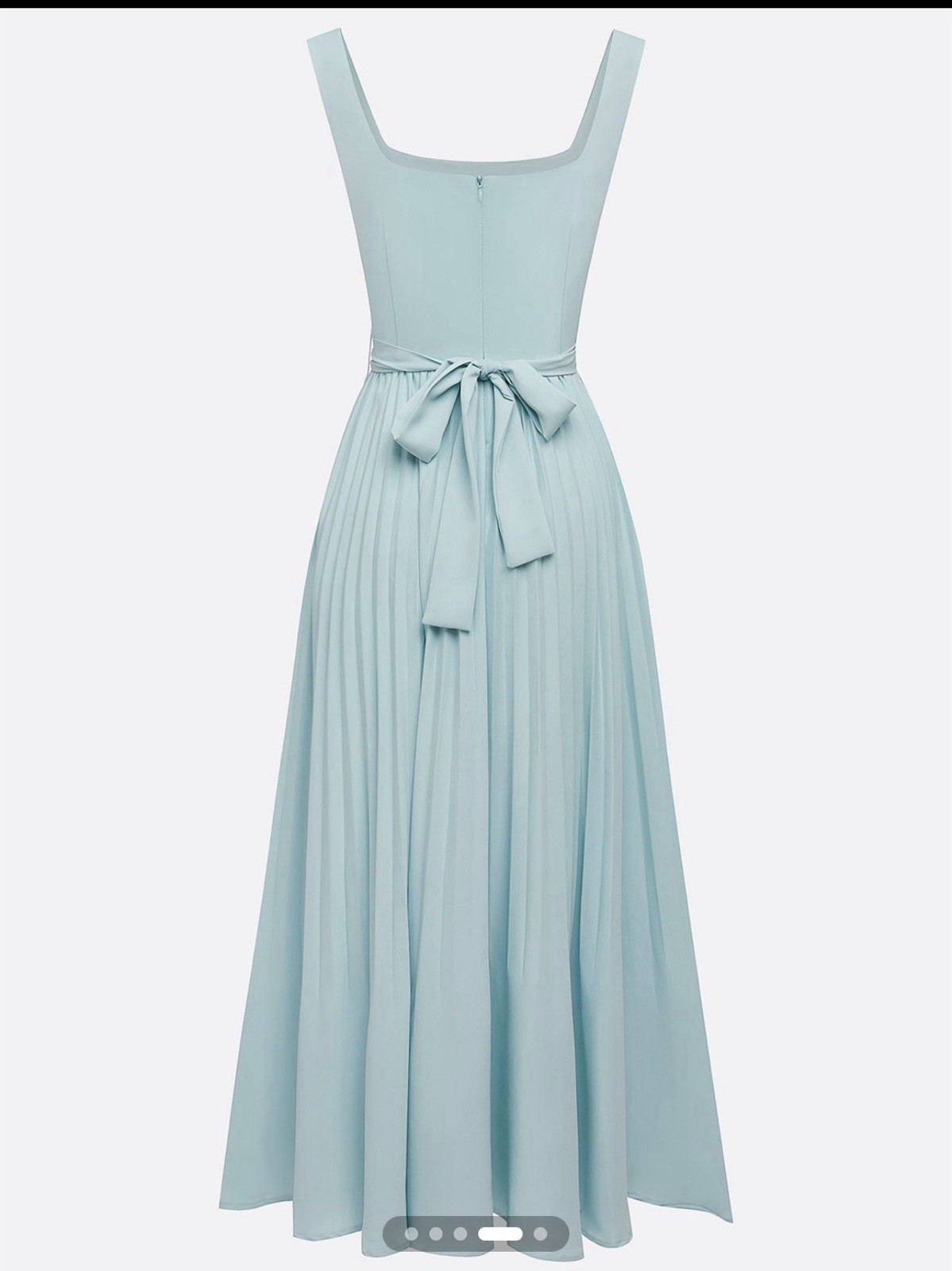 Fehaute Light Blue Pleated Square Neck Sleeveless A-Line Maxi Dress Size 10 $180