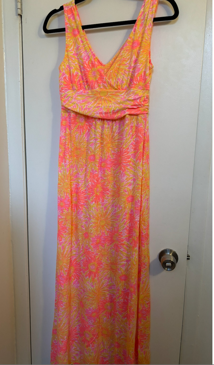 Lilly Pulitzer Women’s Sloane Dress Small Orange and Pink Floral