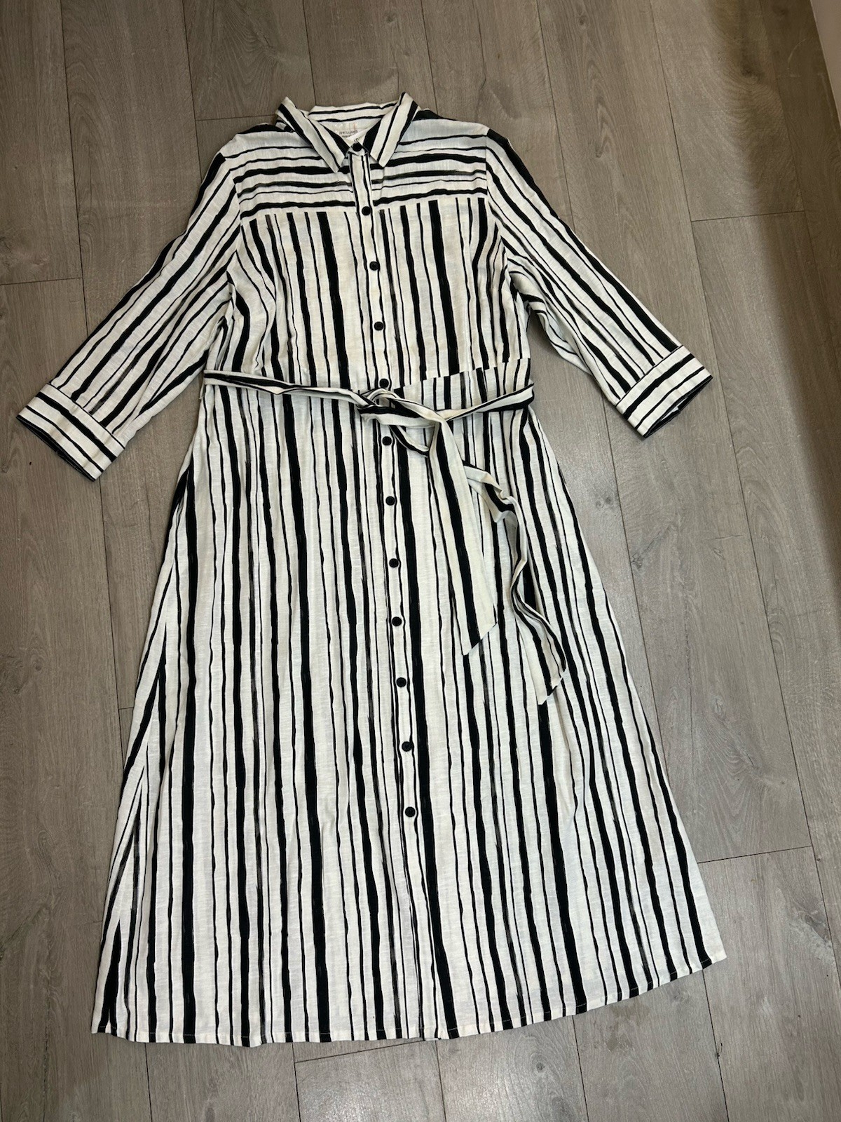 New Tags JD Williams Size 20 Midi Summer Cotton Shirt Dress Mono Stripe Print