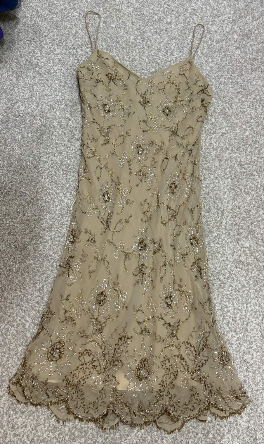 Ralph Lauren Collection Floral Silk Beaded Slip Dress Embellished Bias Vintage